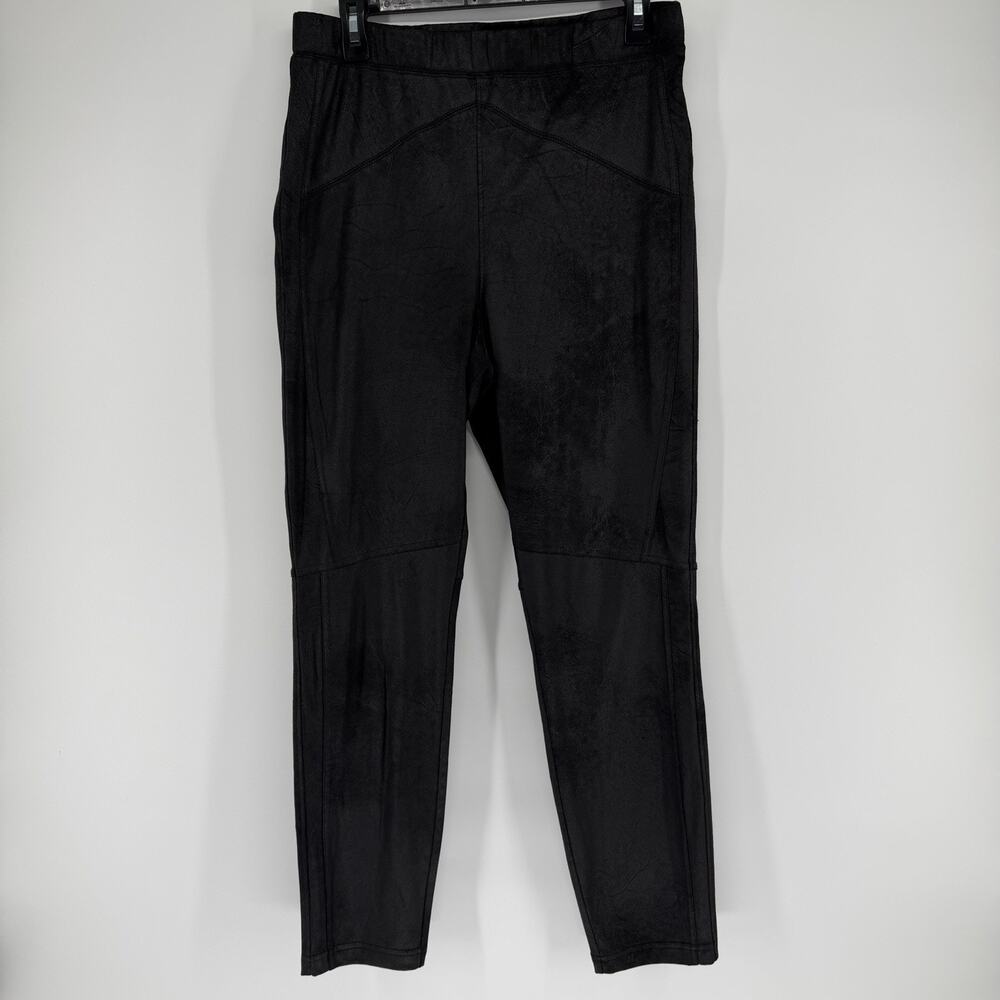 Free People Leggings Womens Large Black Faux Suede Stretch Pants High Rise Soft